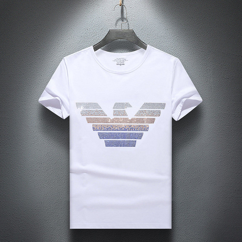2025夏烫钻T恤镭射男士大码胖打底衫亮片潮短袖QT4066-1-A928-P45，男装T恤，电商A227B（原钱塘4066-1）