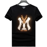 2025夏烫钻T恤镭射男大码胖打底衫亮片潮短袖QT4066-1-A6032-P50，男装T恤，电商A227B（原钱塘4066-1）