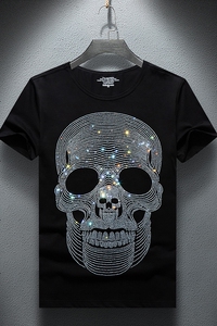 2025夏烫钻T恤镭射男士大码胖打底衫亮片潮短袖QT4066-1-A969-P50图片