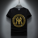 2025夏烫钻T恤镭射男大码胖打底衫亮片潮短袖QT4066-1-A1003-P50，男装T恤，电商A227B（原钱塘4066-1）