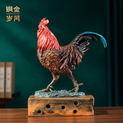 铜艺坊金鸡报喜铜公鸡摆件金鸡大吉大利铜摆件办公室乔迁开业礼品