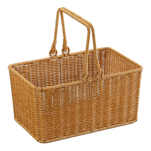 家好点户外野餐篮仿藤编织买菜筐网红水果购物篮菜篮子采摘手提篮