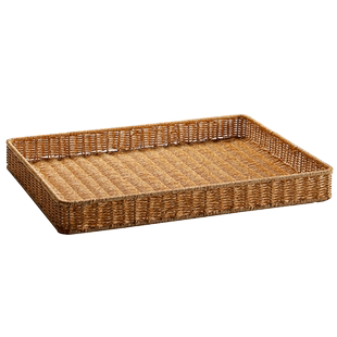 家好点仿藤织托盘大号货架面包零食水果展示盘家用桌面茶具收纳盘