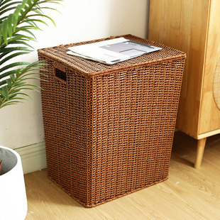 家好点仿藤编脏衣篓浴室有盖脏衣篮子复古民宿酒店衣物换洗收纳筐