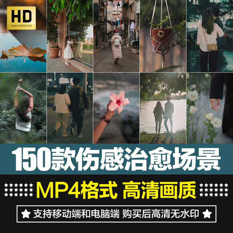 高清竖版唯美伤感情绪治愈城市人物女孩背影街景抖音短片视频素材