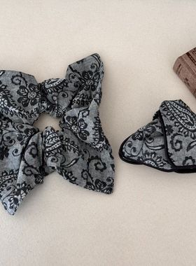 秋冬灰色复古腰果花方巾大肠发圈女气质抓夹扎头发低马尾发绳头绳