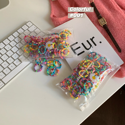新色系~100个装夏季彩色小皮筋扎头发橡皮筋发绳基础简约韩国发饰