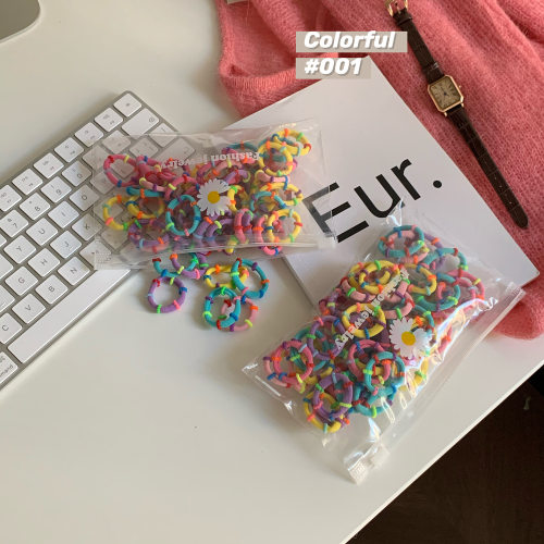 新色系~100个装夏季彩色小皮筋扎头发橡皮筋发绳基础简约韩国发饰