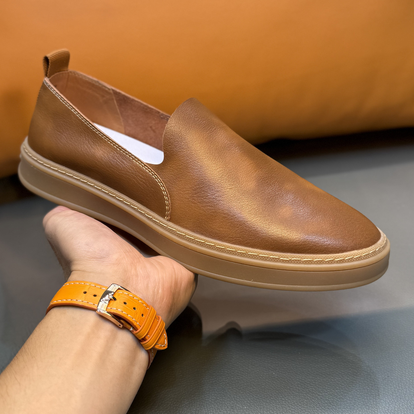 真皮英伦风乐福鞋男一脚蹬