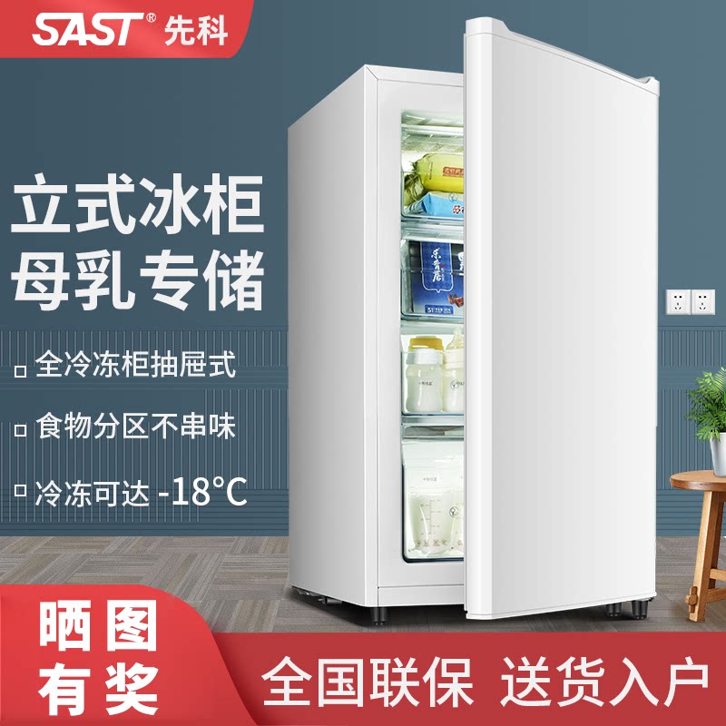 SAST/先科立式冰柜家用冷冻柜商用全冷冻冰箱小型母乳柜节能冷柜