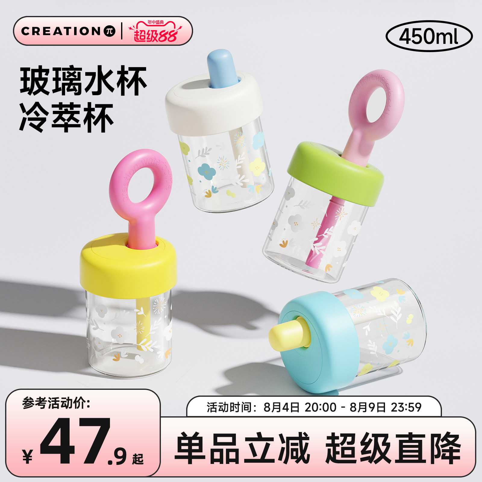 万兀高硼硅玻璃粗吸管杯感温变色图片