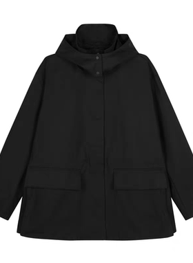 TWOROSES春秋风衣女宽松可拆卸连帽中长款夹克外套防泼水高级感