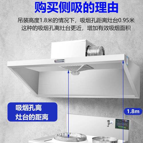 不锈钢排烟罩强力排油机厨风房小型饭店农村土灶抽吸烟一机晟朗体