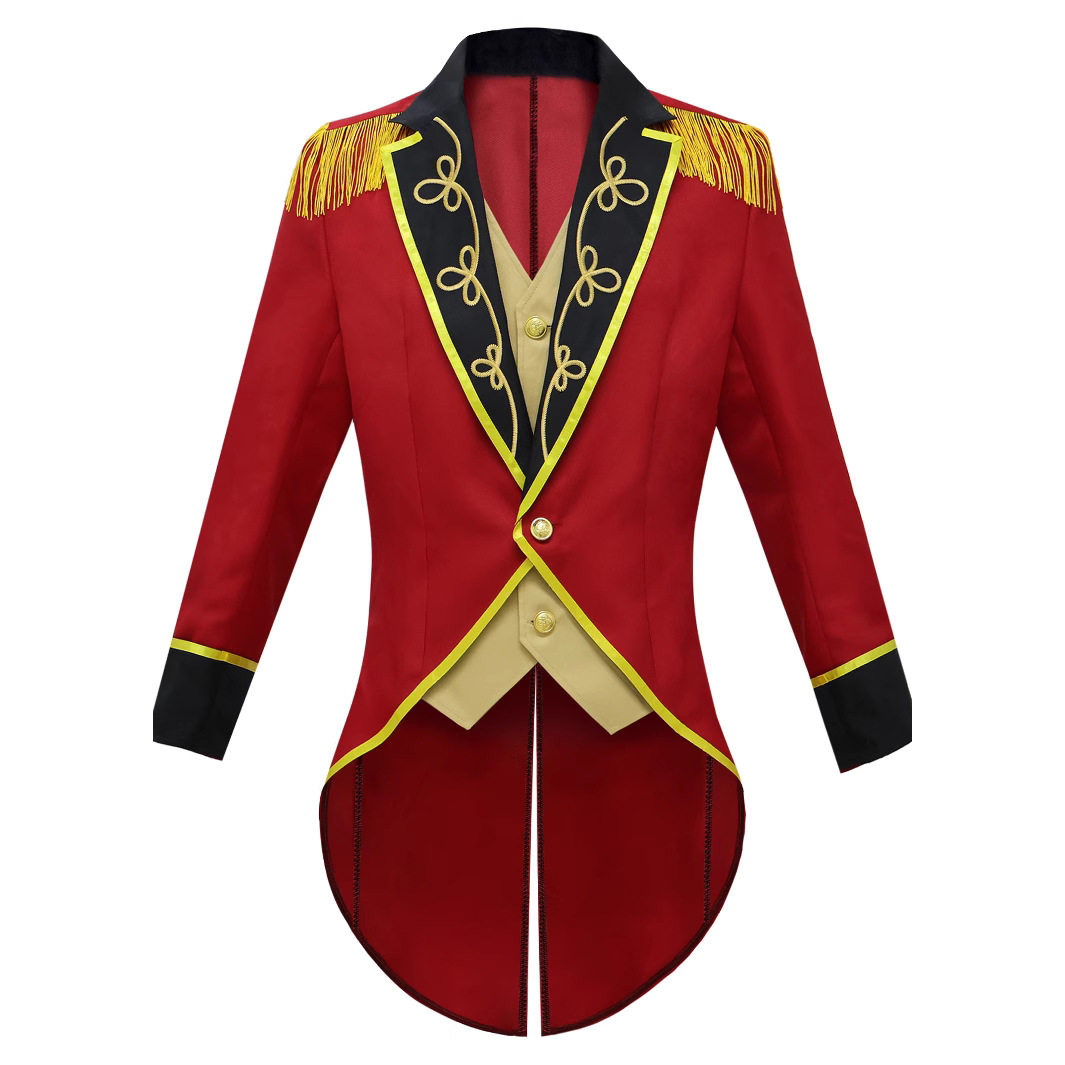 欧美中世纪男士复古红色立领上衣表演服外贸cos服中世纪朋克外套