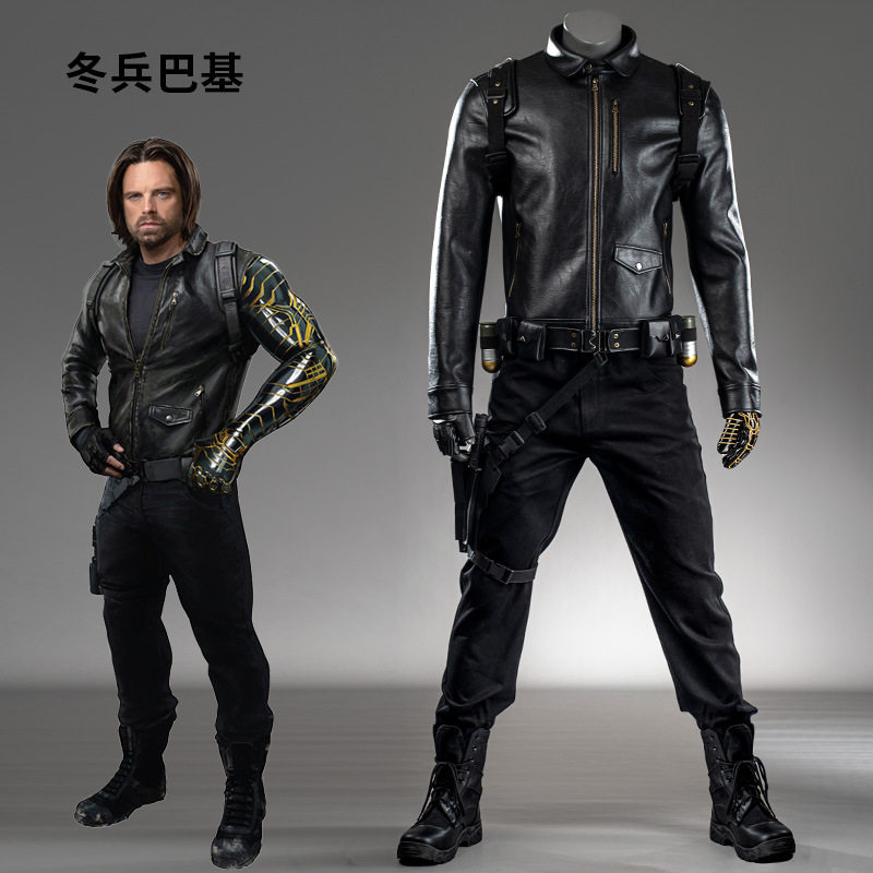 雷霆特工队冬兵cos服冬日战士cos巴基冬兵皮质外套服男主全套