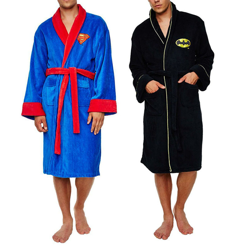 厂家直供超人秋冬法兰绒睡衣男女成人超级英雄睡袍浴袍角色扮演装