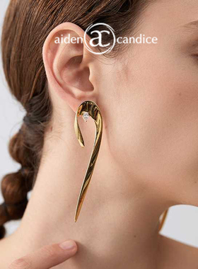 aiden candice新款原创设计师品牌宝石丝带长款耳环坠女高端大气