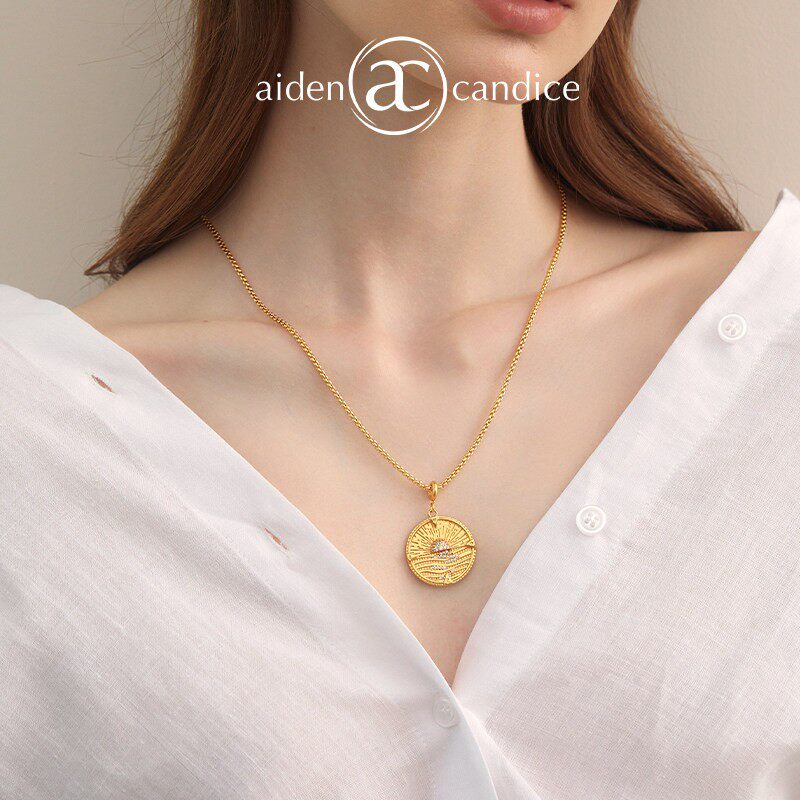 aiden candice日落余晖金币项链复古时尚高级感叠戴锁骨链送女友