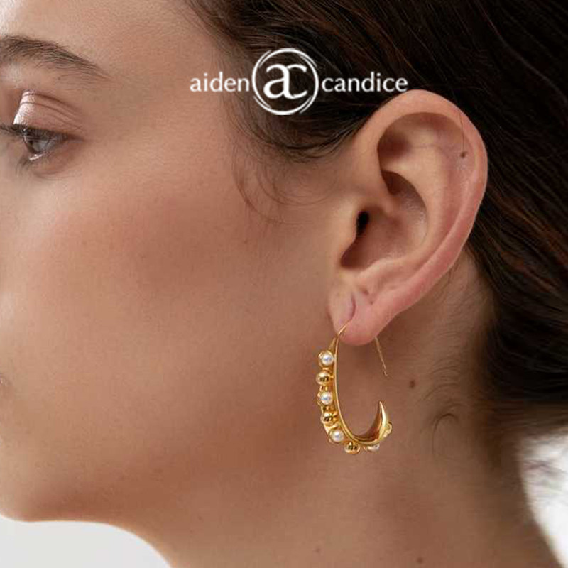 aidencandice珍珠环绕丝带耳环