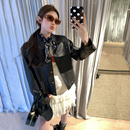 夹克小个子 复古酷飒风短款 皮衣外套女高级感2025春秋新款 黑色美式