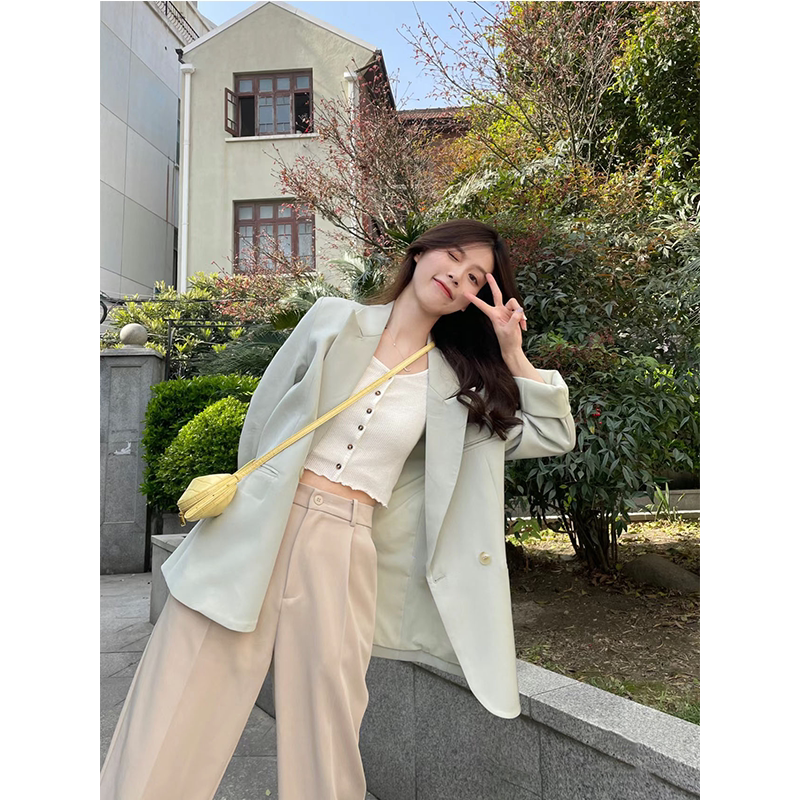 西装外套女2024春季新款早春小个子西服上衣薄荷曼波风薄荷绿春装