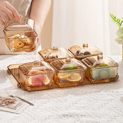 日式金边玻璃碗碟套装蘸料调料甜品碗水果沙拉碗好看的方形小碗