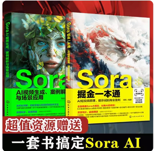 Sora掘金一本通 AI短视频原理提示词到商业盈利 Sora AI视频生成案例解析与场景应用 2册 Sora文生视频 AI短视频生成技术指南