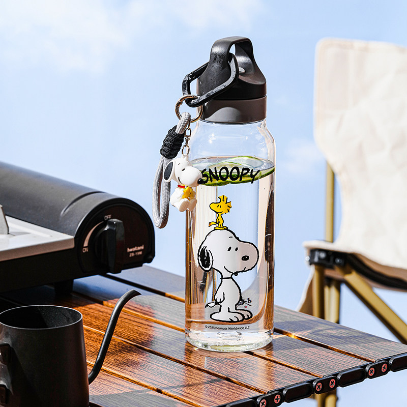 史努比联名水杯卡通可爱儿童大容量男女生夏季喝水杯手提运动水壶
