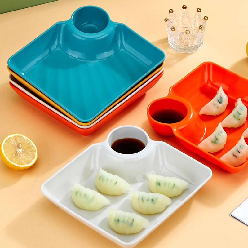 方形饺子盘带醋碟碗家用食品级