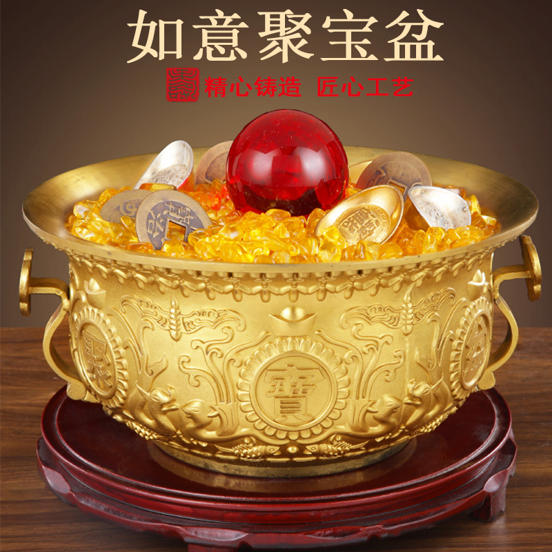 纯铜聚宝盆招财家居摆件吉祥物