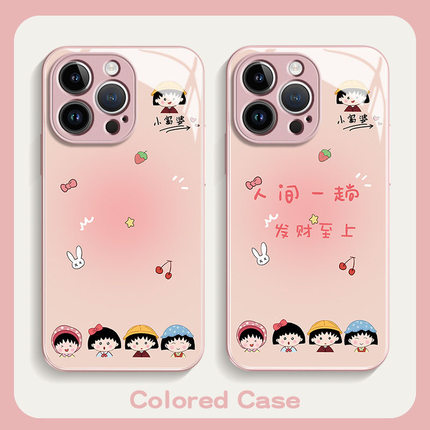 富婆小丸子适用opporeno11手机壳k11玻璃套reno10/9/8/7/6/5/4超火a97/a93/a55/a1活力版ins风findx7/x6/x5粉