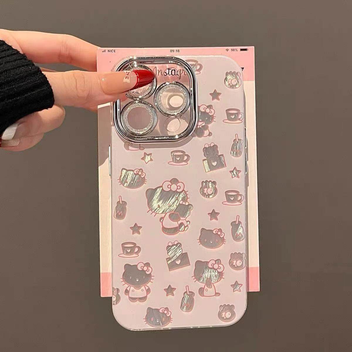 新款淡粉kt猫适用多个型号手机壳