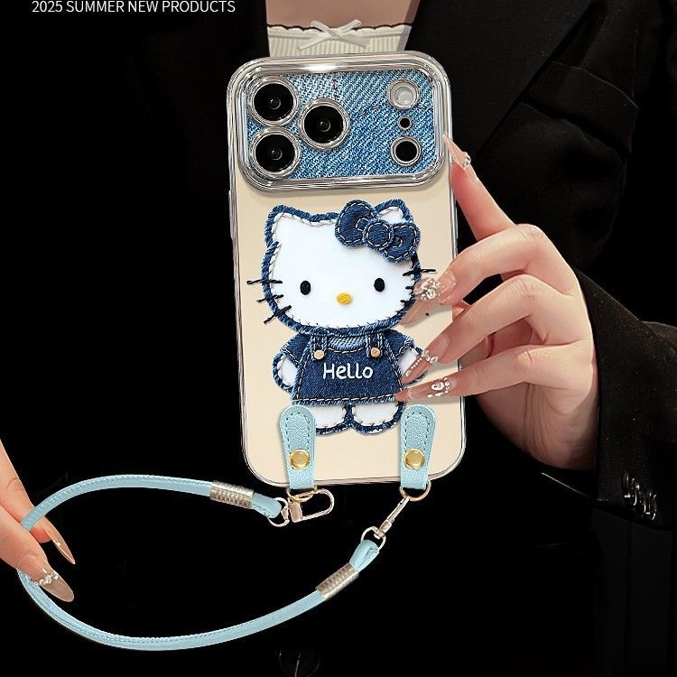 秋冬款牛仔KT猫适用苹果17手机壳