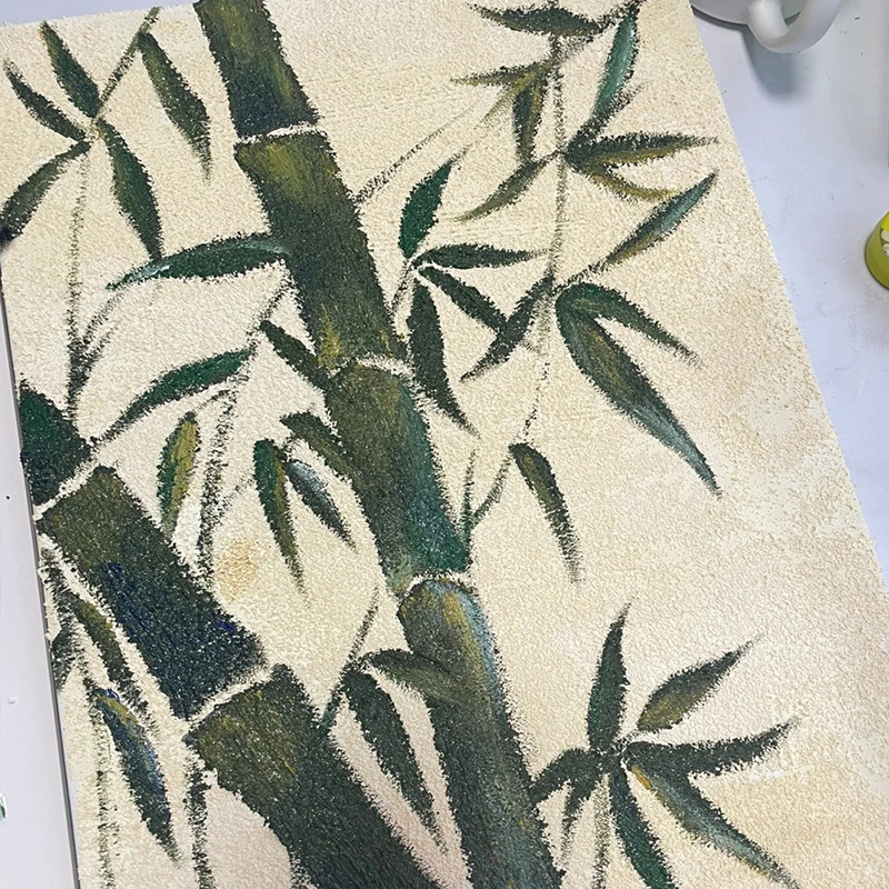 新 墨竹国风竹 节节高升 石英砂肌理画 竹林竹叶画丙烯肌理画竹子
