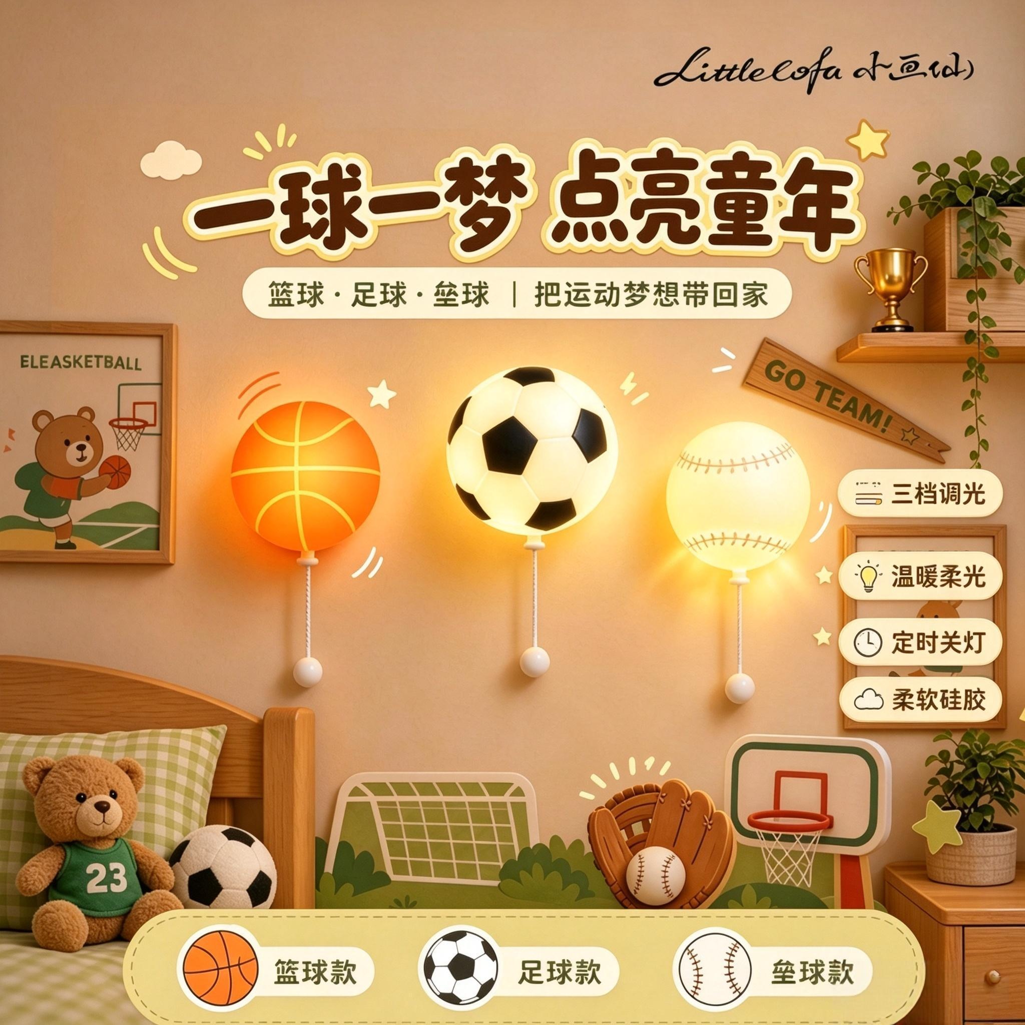 创意拉绳免打孔小夜灯金黄光