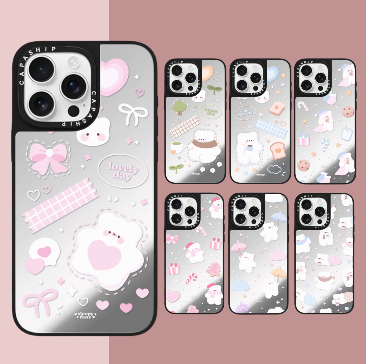 CASE适用苹果15iPhone14plus16镜面13promax17磁吸sleepydaze小白熊xr手机壳12防摔11新款xs高级感tif保护套