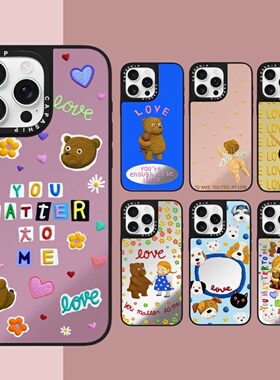CASE适用苹果15iPhone14plus16镜面13promax17磁吸可爱EmmaKang小熊xr手机壳12防摔11新款xs高级感tif保护套