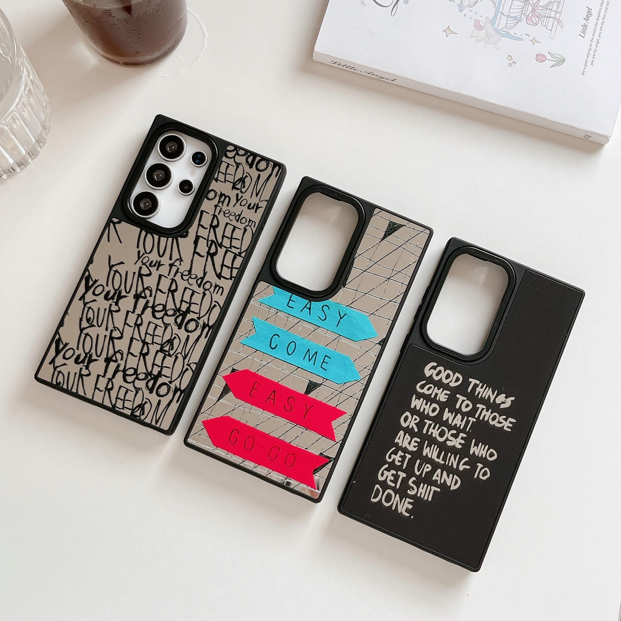 适用苹果15iPhone14plus16镜面13promax三星SamsungS24ultra自由S25+23手机壳12防摔新款高级感保护套