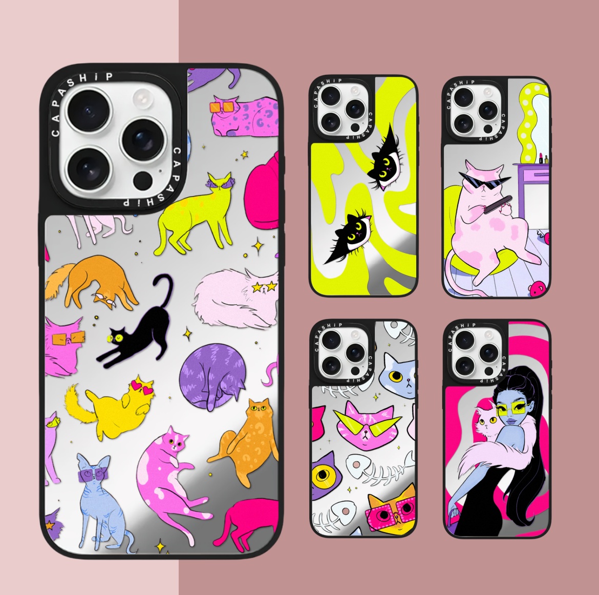 CASE适用苹果15iPhone14plus16镜面13promax17磁吸可爱猫女郎xr手机壳12防摔11新款xs高级感tif保护套