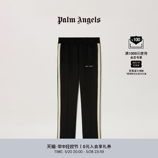 Angels男士 24春夏新品 Palm 黑色LOGO刺绣侧条纹休闲运动裤