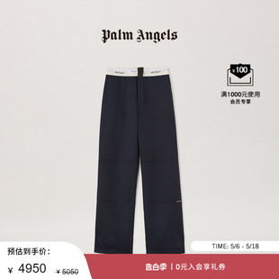 裤 Palm Angels男士 黑色LOGO翻边细节高腰精裁工装