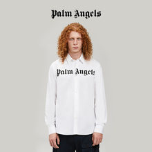 白色棉质LOGO印花翻领衬衫 Palm Angels男女同款