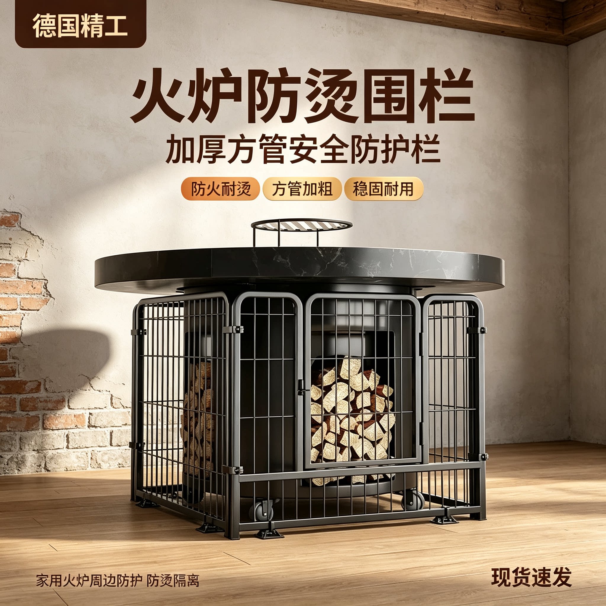 取暖炉防烫围栏家用烤火炉安全防护网农村柴火灶加粗保护栏防烫图片