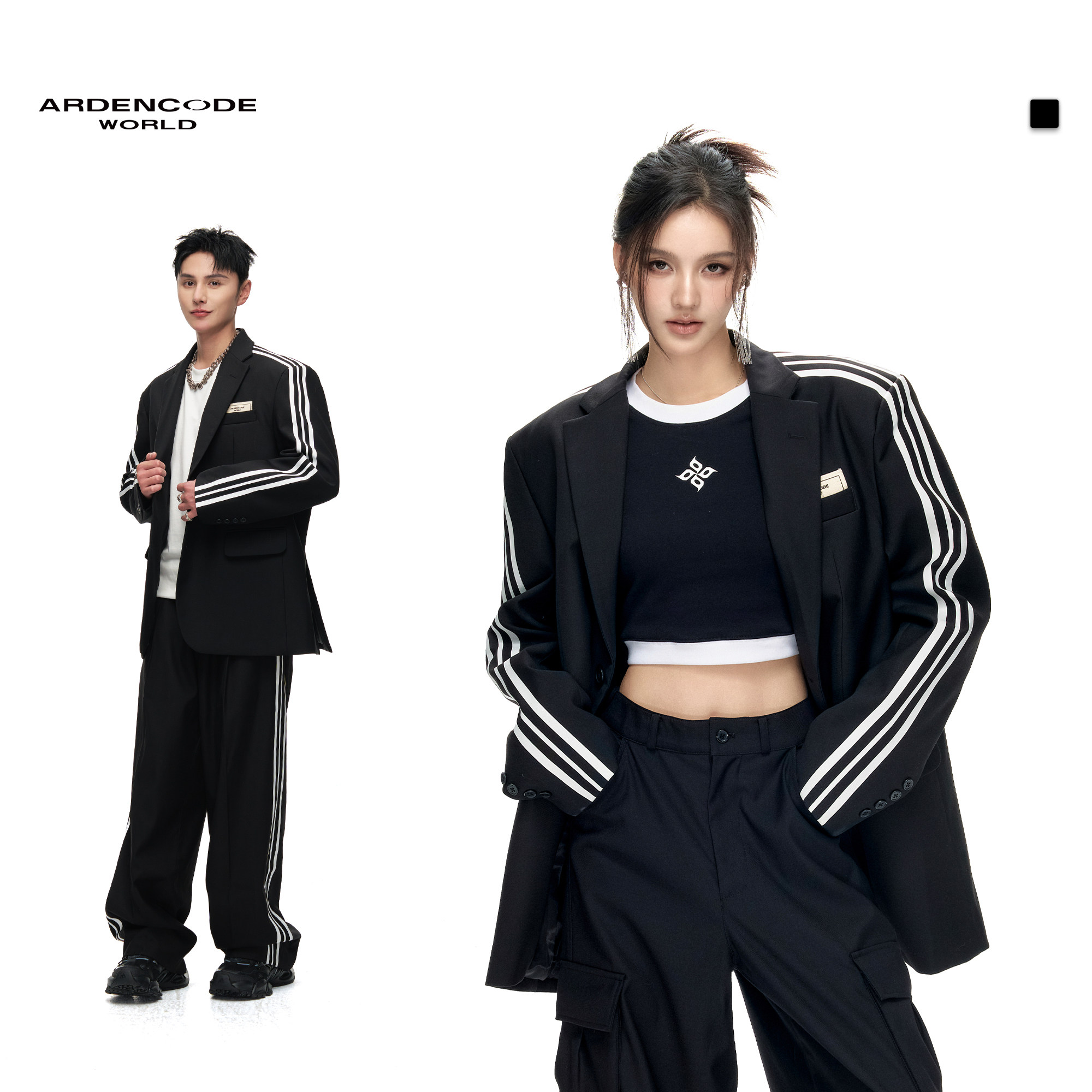 ARDENCODE明星同款印花大宽松混纺西装外套男女休闲西服 X1版型