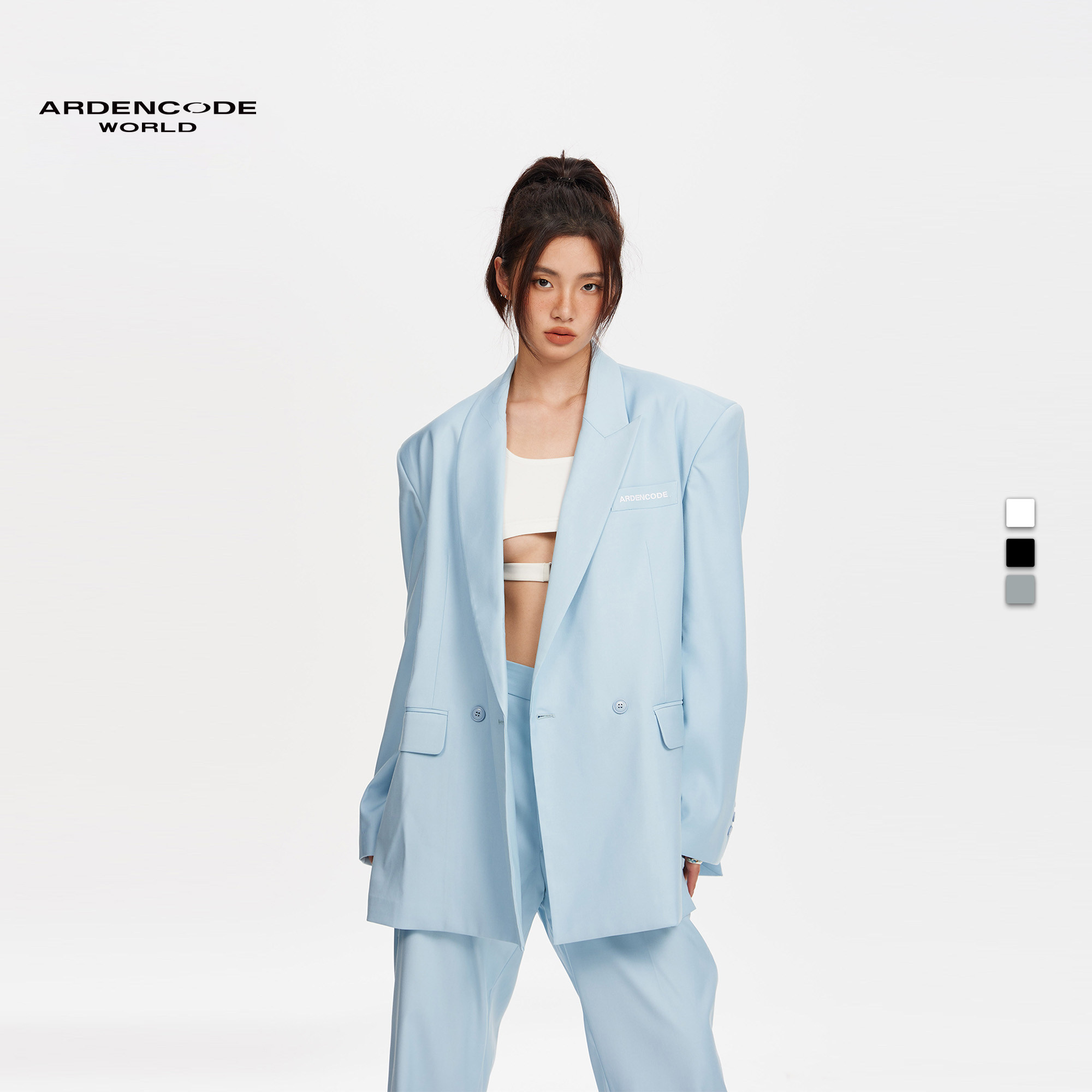 ARDENCODE明星同款男女枪驳领双排扣大宽松弹幕刺绣西装 X3版型