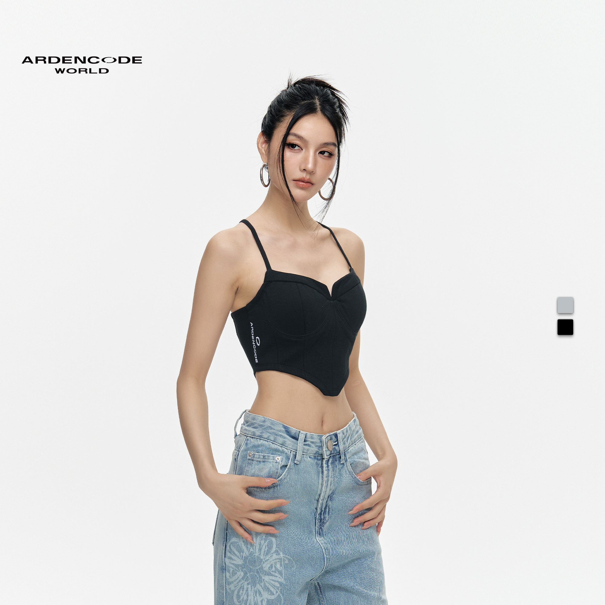 ARDENCODE明星同款紧身假鱼骨露腰400G纯棉内搭抹胸胸衣吊带背心