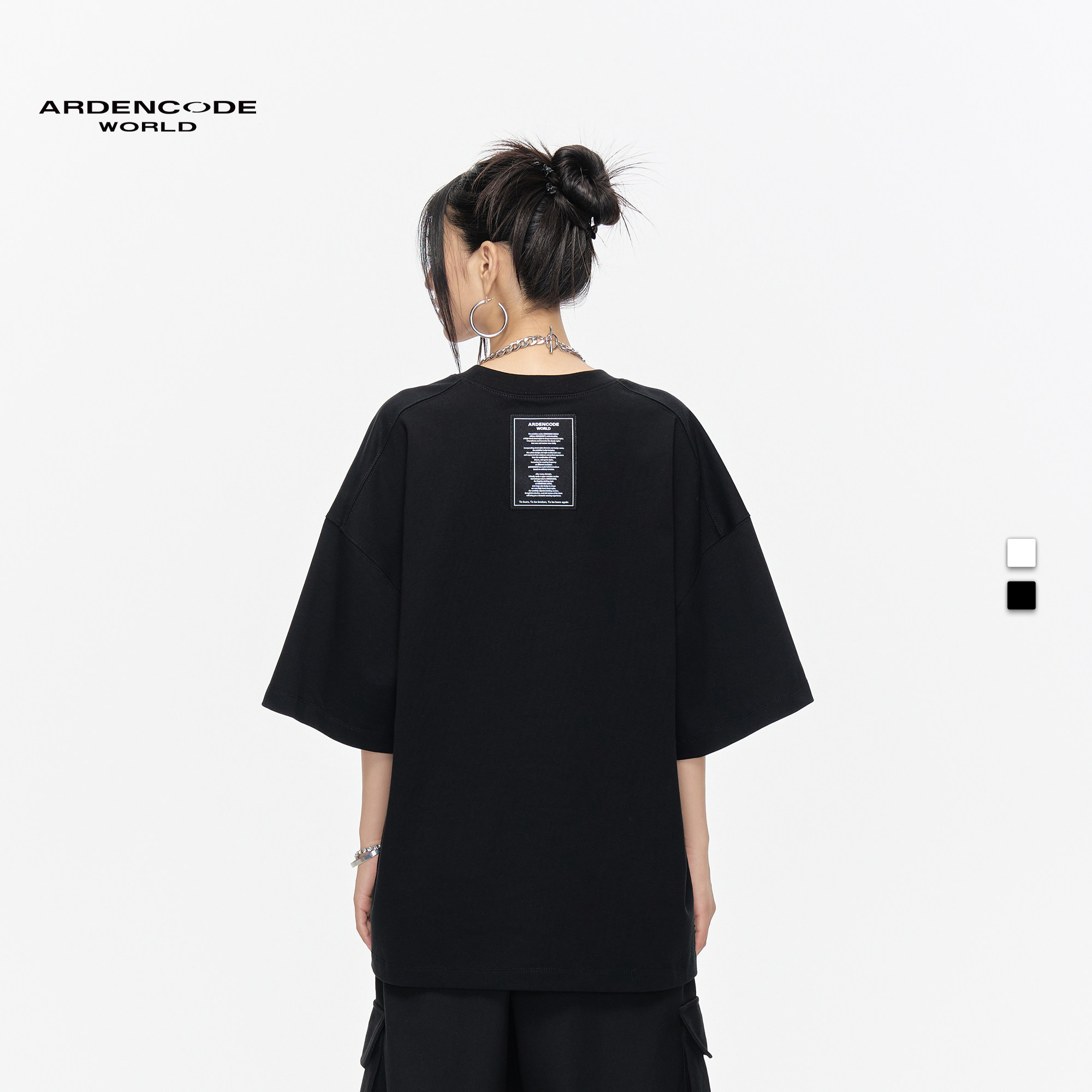 ARDENCODE男女印花刺绣贴布大宽松圆领320G纯棉针织短袖T恤T4版型