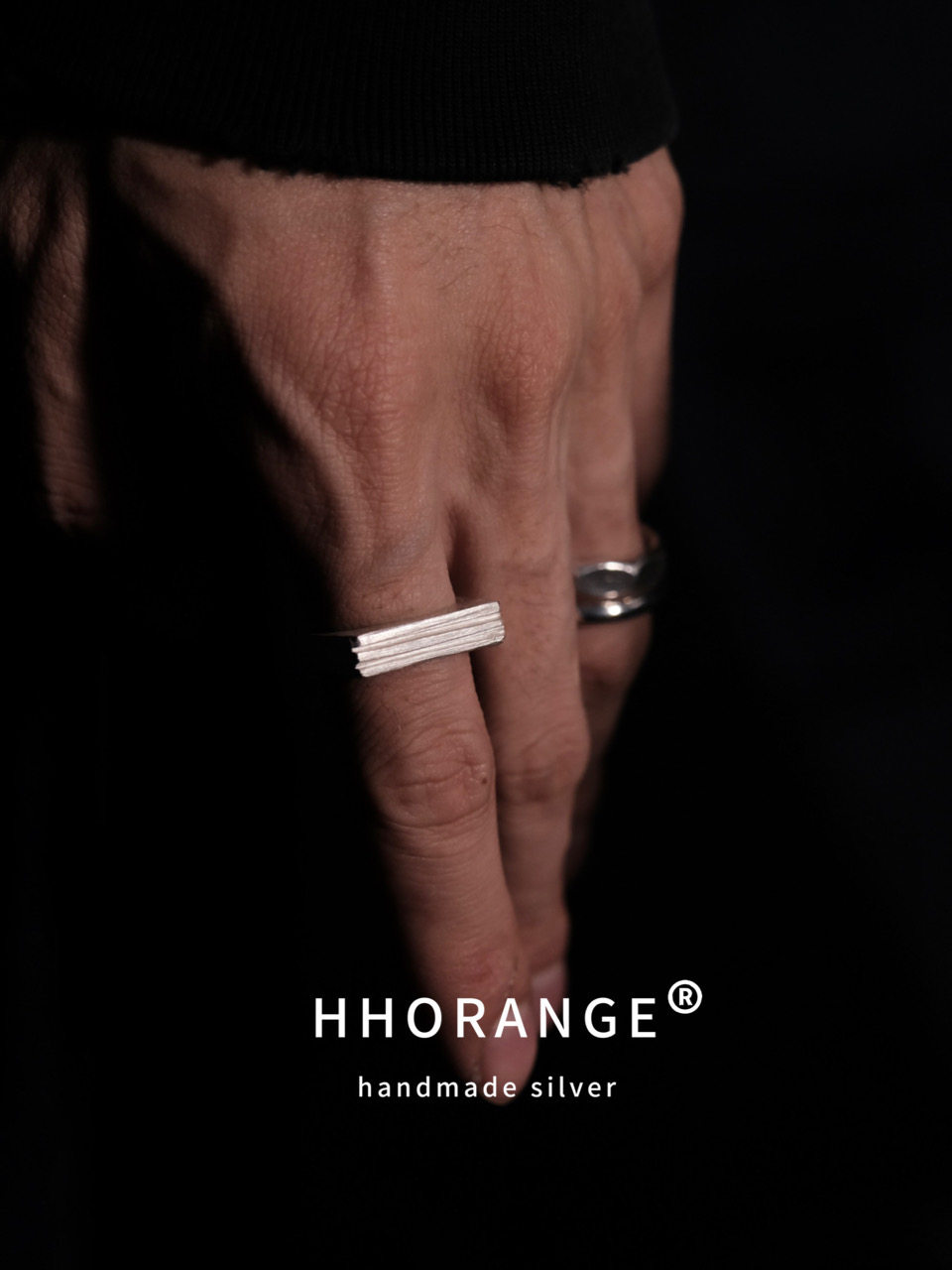 HHORANGE原创penetrate系列手工纯银小众先锋暗黑戒指男女极简风