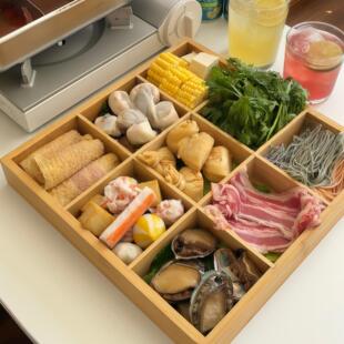 火锅九宫格食材配菜盘家用大容量蔬菜分格拼盘备菜木质托盘置物架