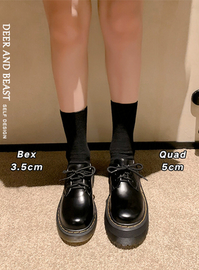 马丁靴女低帮三孔1461quad马丁鞋英伦风厚底小皮鞋女百搭系带单鞋